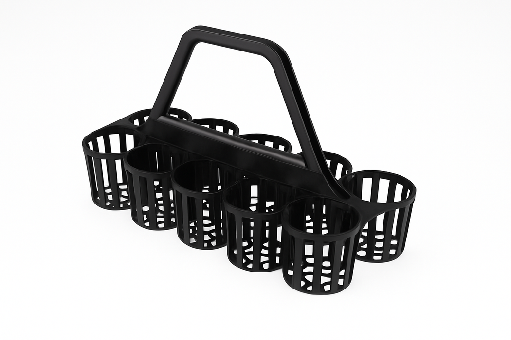 Plastic Glass Rack Carrier – 10 Pint Holder with Handle (Black)